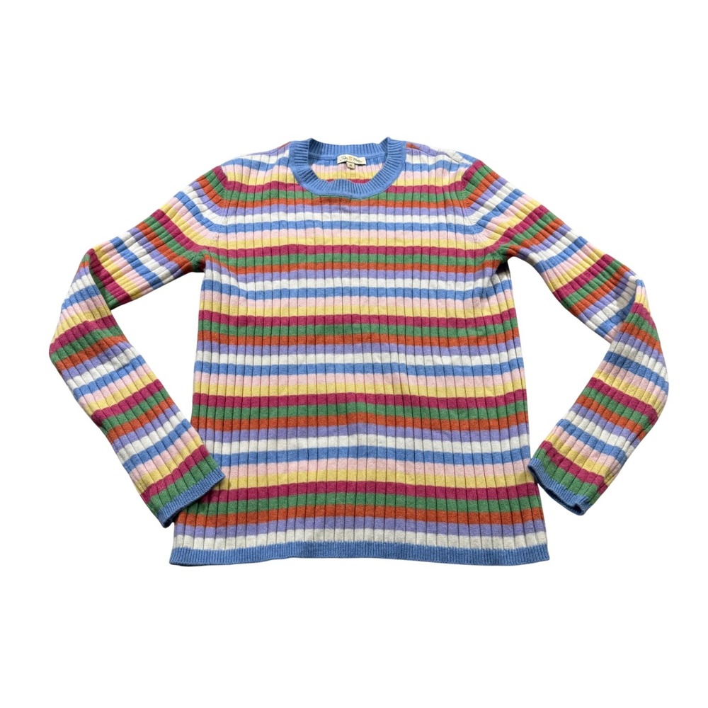 Peter Millar‎ Sweater Multicolor Striped 100% Cashmere Ribbed Pullover Preppy M